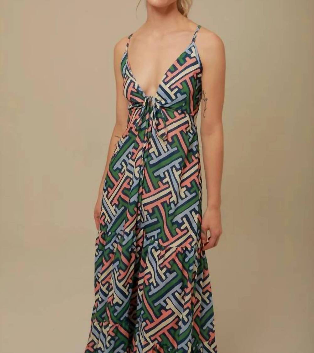 NEW LAVI keyhole v-neck maxi dress in multi